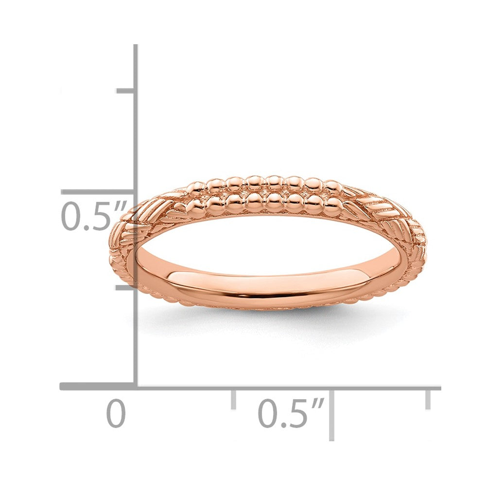 Sterling Silver Stackable Expressions Rose Gold-plated Patterned Ring Size -5