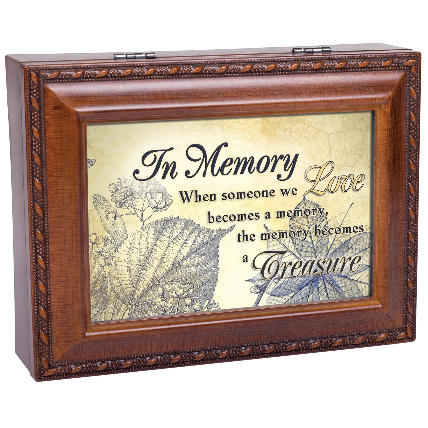 8" Brown and Black Rectangular Religious Musical Box