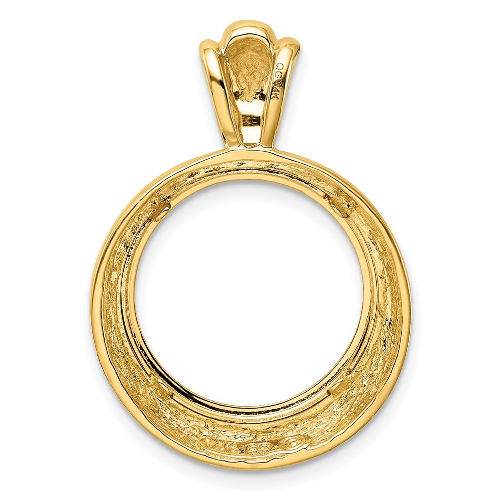 Wideband Distinguished Coin Jewelry 14k Polished Concentric Circle 16.5mm Prong Coin Bezel Pendant