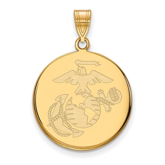 Gold Plated SS Large U.S. Marine Corps  Disc Pendant