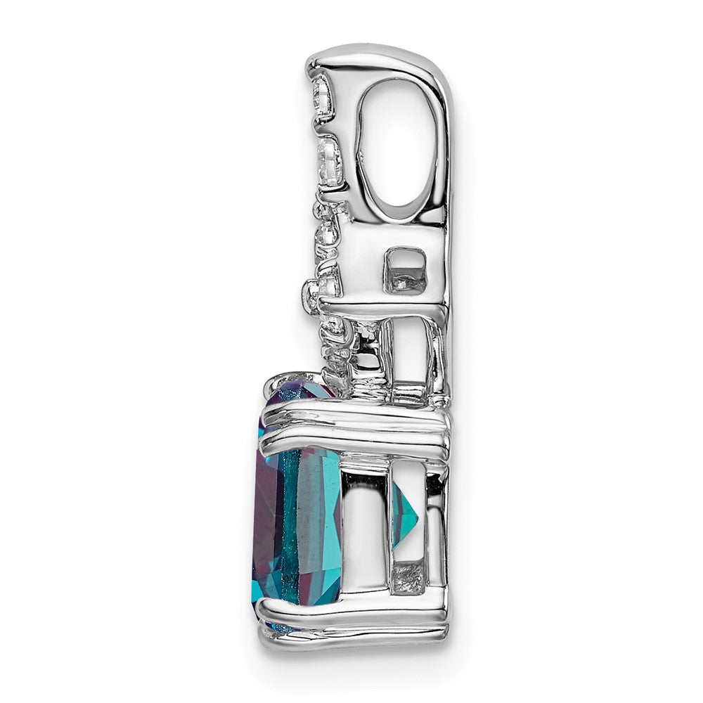 14k White Gold 1/5 carat Lab Grown Diamond VS/SI+ G+ and Lab Created Alexandrite Pendant