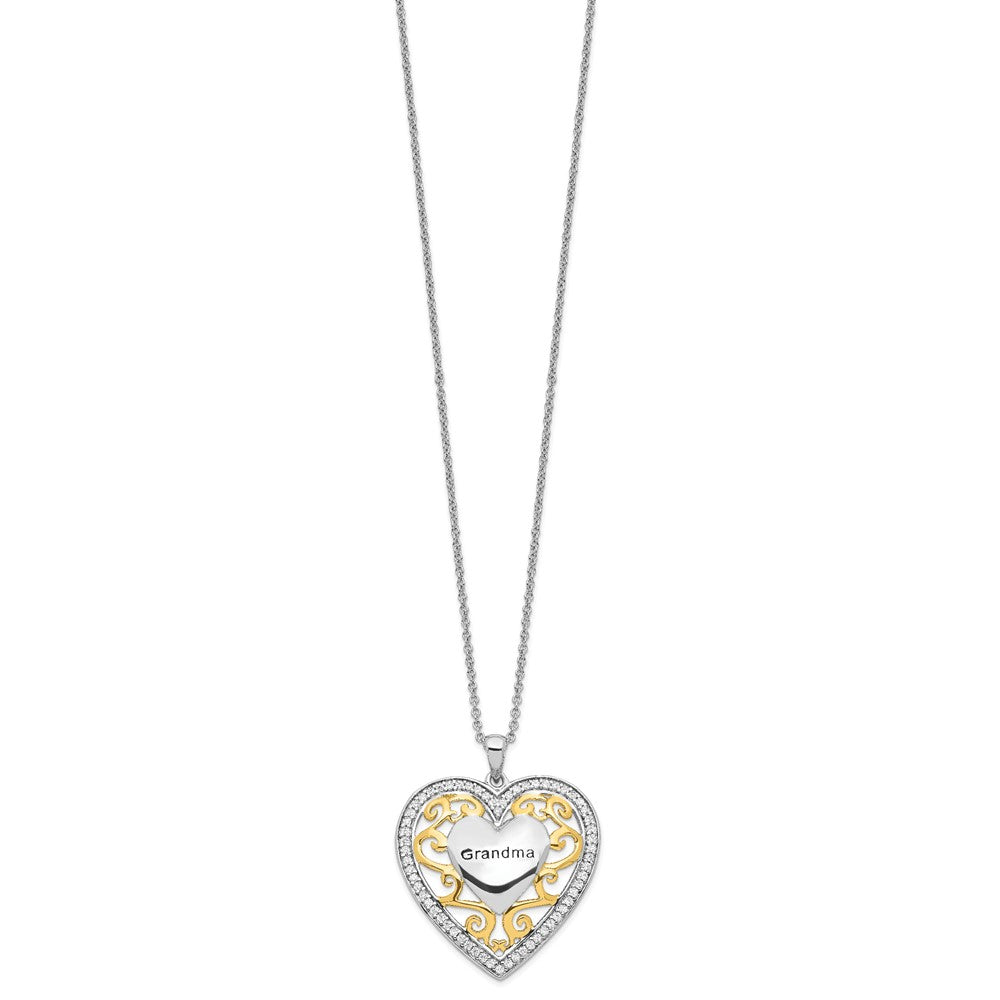 Sentimental Expressions Sterling Silver Gold-plated Grandma 18in Heart Necklace 18 Inches