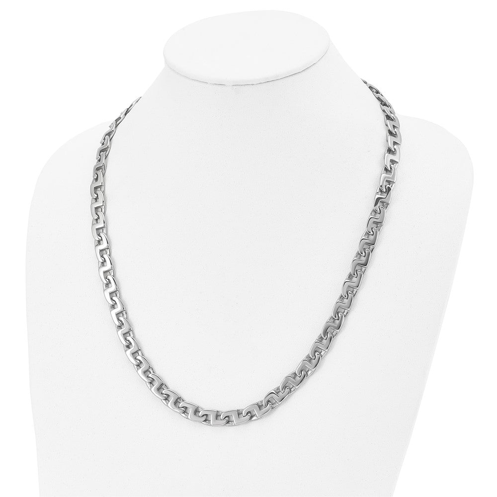 Stainless Steel Polished Fancy Square Link 24in Necklace
