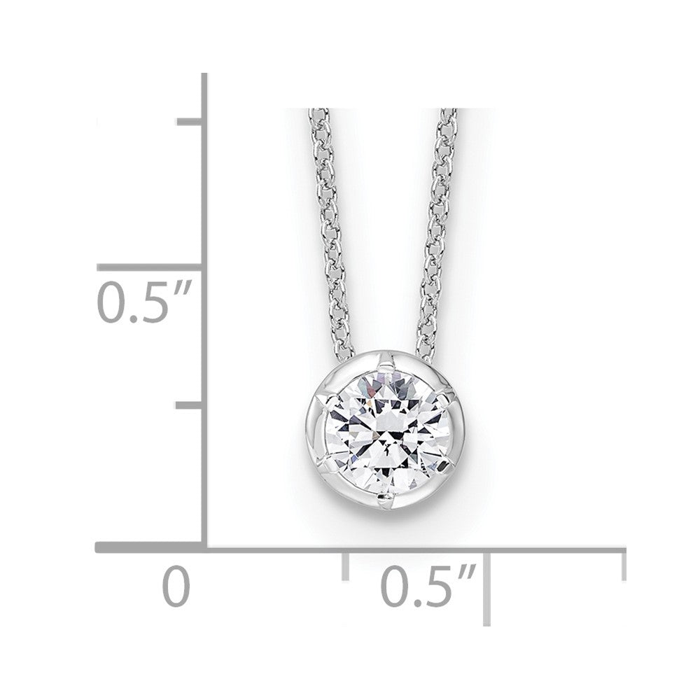 True Origin 14k White Gold 5/8 carat Lab Grown Diamond VS DEF 18 inch Solitaire Slide Necklace