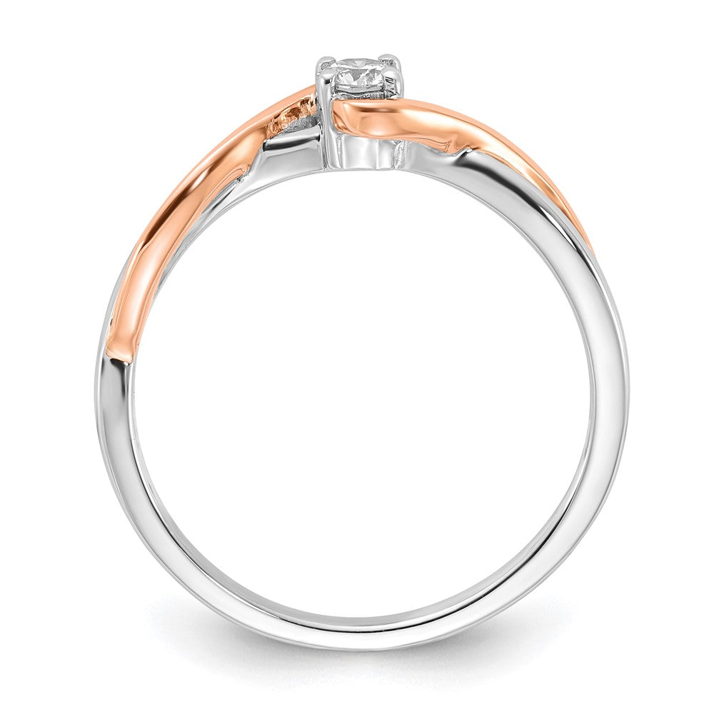 10k White Gold & Rose-tone Polished Twisted Diamond Ring