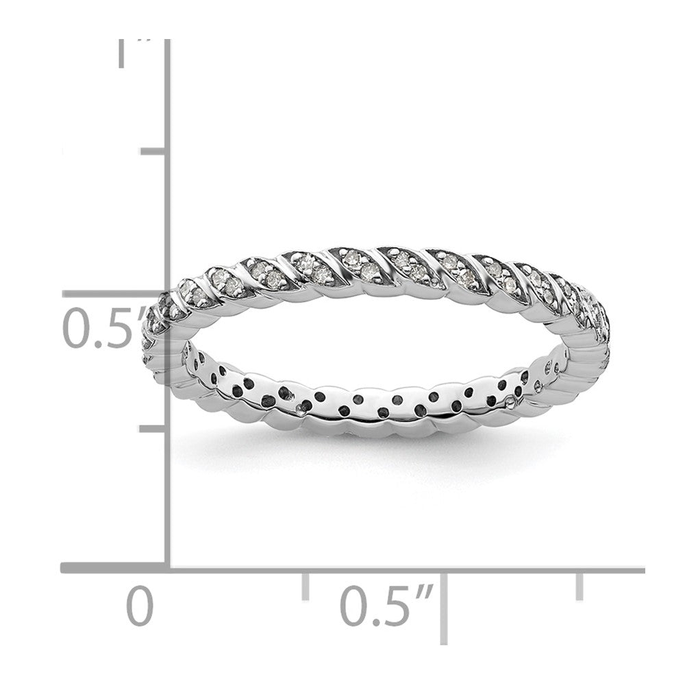Sterling Silver Stackable Expressions Polished Diamond Ring Size -5