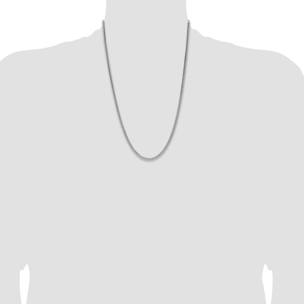 Sterling Silver Rhodium-plated 3.25mm Domed Curb Chain 24 Inches