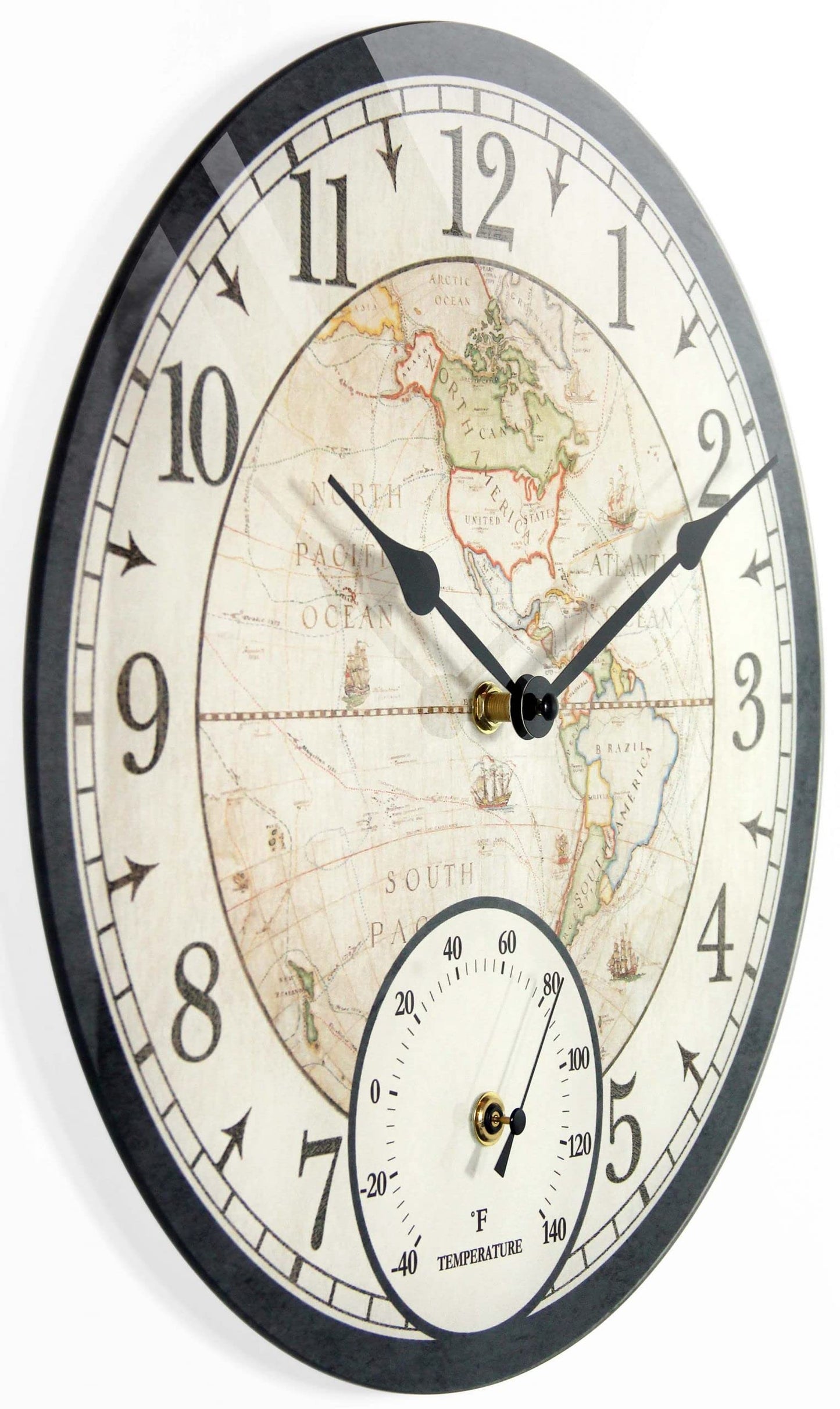 Infinity Instruments Orbis Black All Weather Clock Black Transitional Analog Display Wall Clock