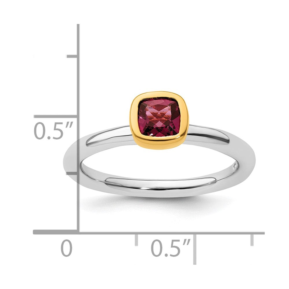 Sterling Silver Stackable Expressions w/Gold-plated P.Tourmaline Ring Size -7