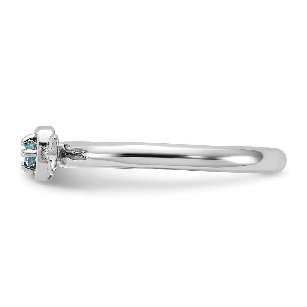 Sterling Silver Stackable Expressions Rhodium-plated Blue Topaz Heart with Arrow Ring Size -6