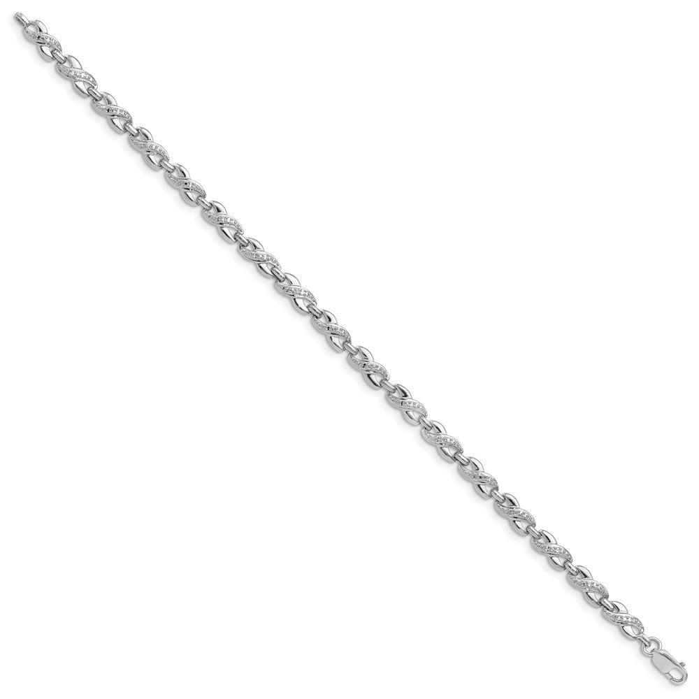 Sterling Silver Rhodium-plated Diam. Bracelet 7 inches