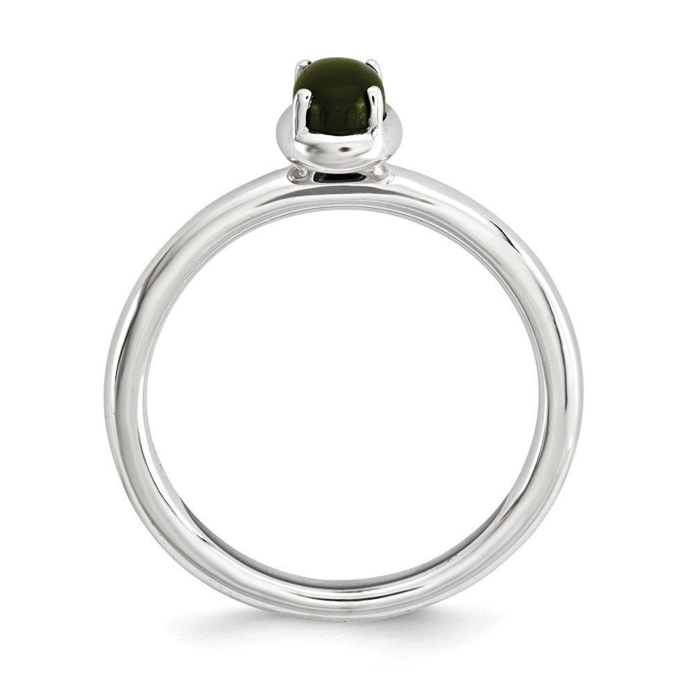 Sterling Silver Stackable Expressions Onyx Polished Ring Size -7