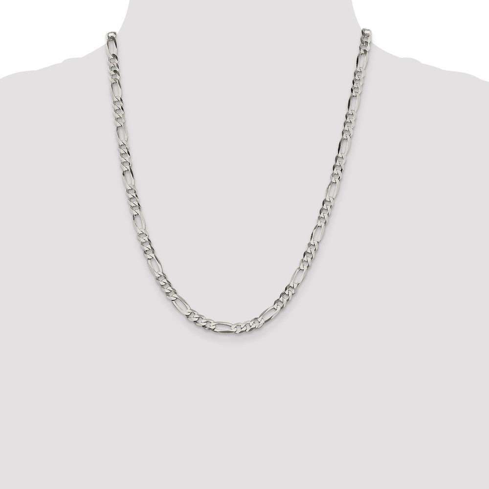Sterling Silver 5.5mm Lightweight Flat Figaro Chain 22 Inches
