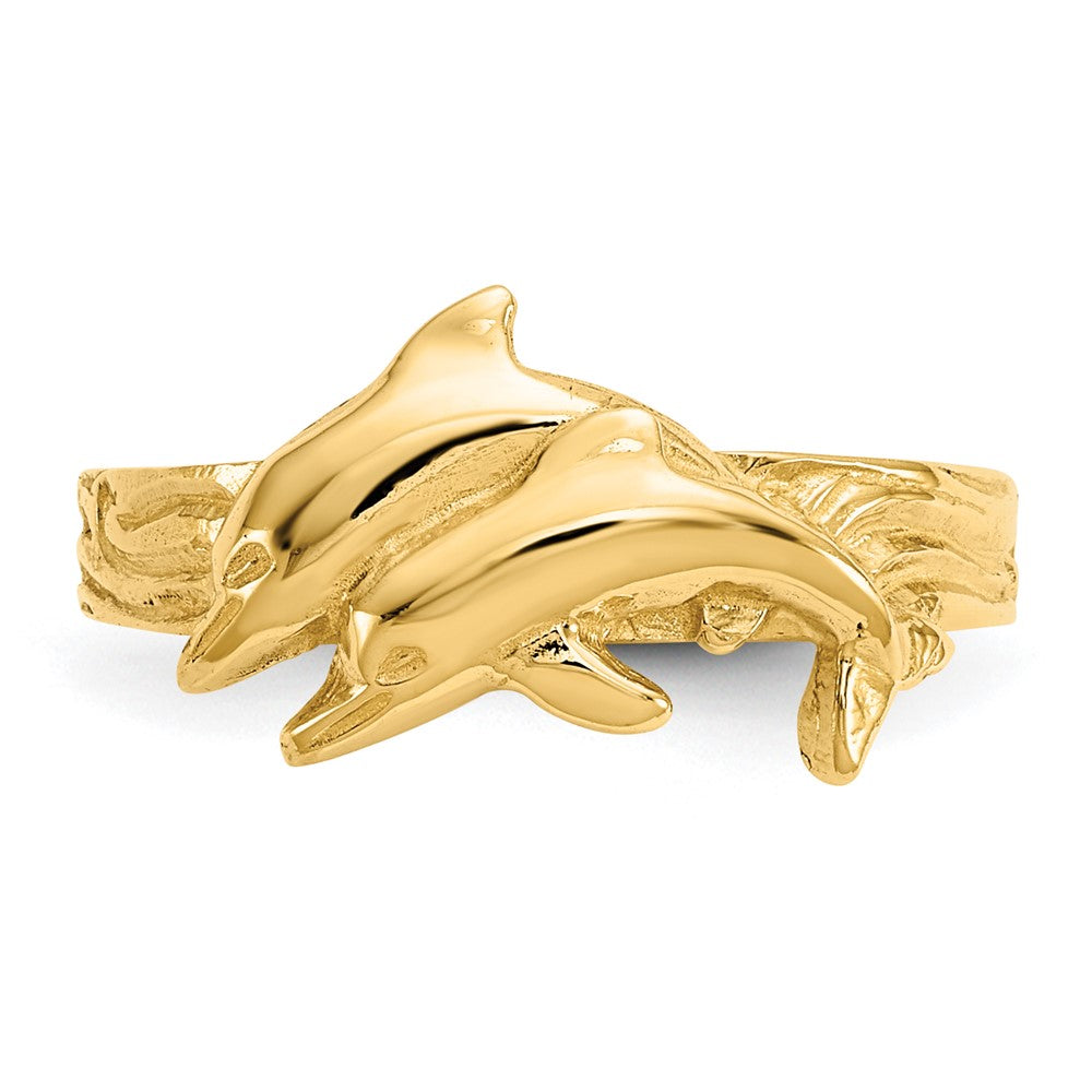 14k Gold Dolphin Toe Ring
