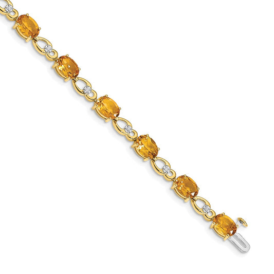 14k Citrine and Diamond Bracelet 7  inches