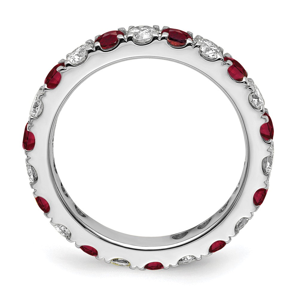 14k White Gold 1 1/5 carat Lab Grown Diamond VS/SI+ G+ and Lab Created Ruby Size 8.5 Eternity Band