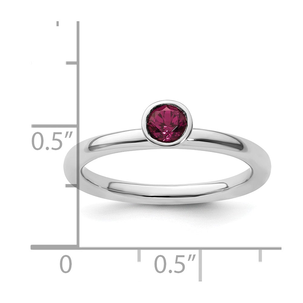 SS Stackable Expressions High 4mm Round Rhodolite Garnet Ring Size -6