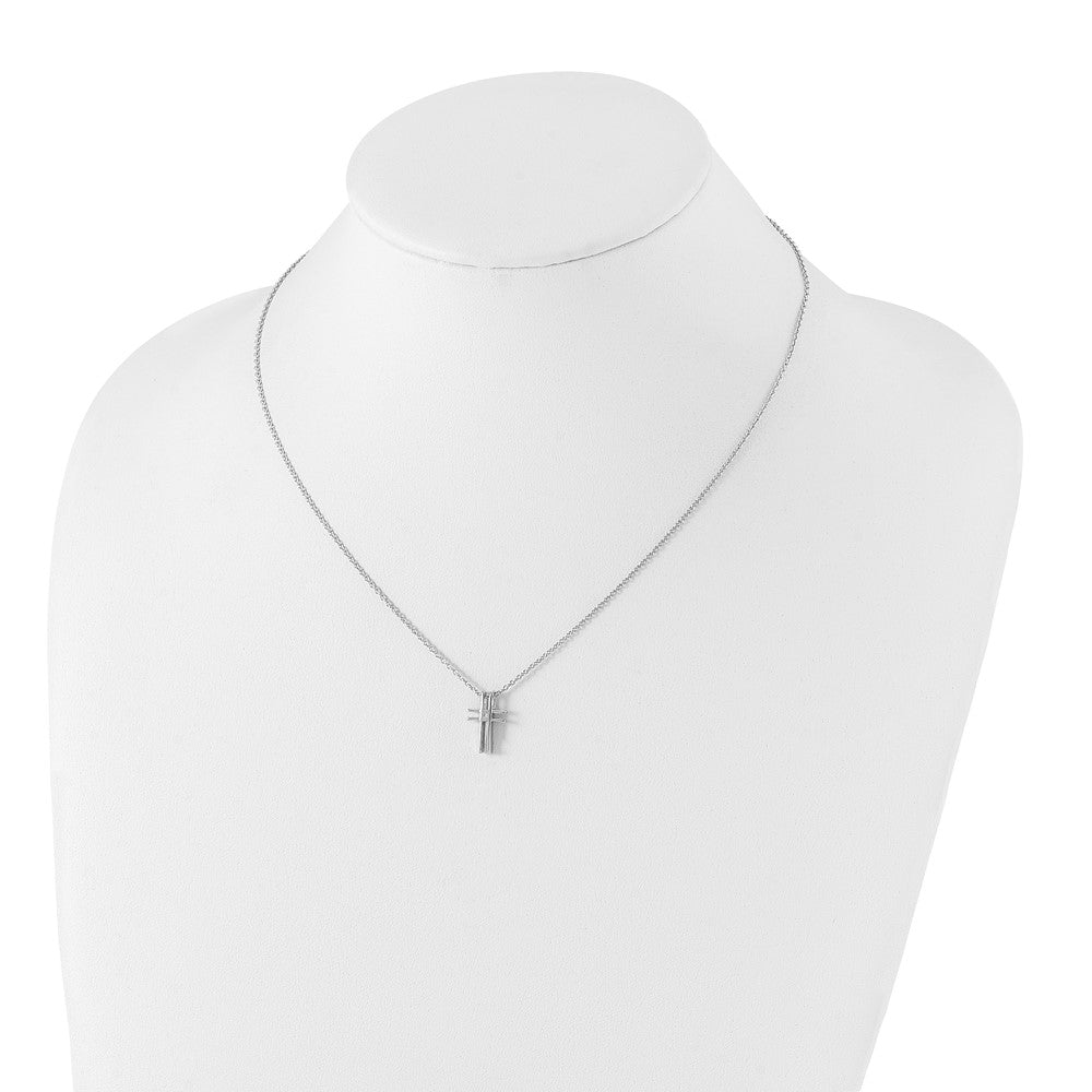 White Ice Sterling Silver Rhodium-plated 18 Inch Diamond Cross Necklace with 2 Inch Extender 18 Inches