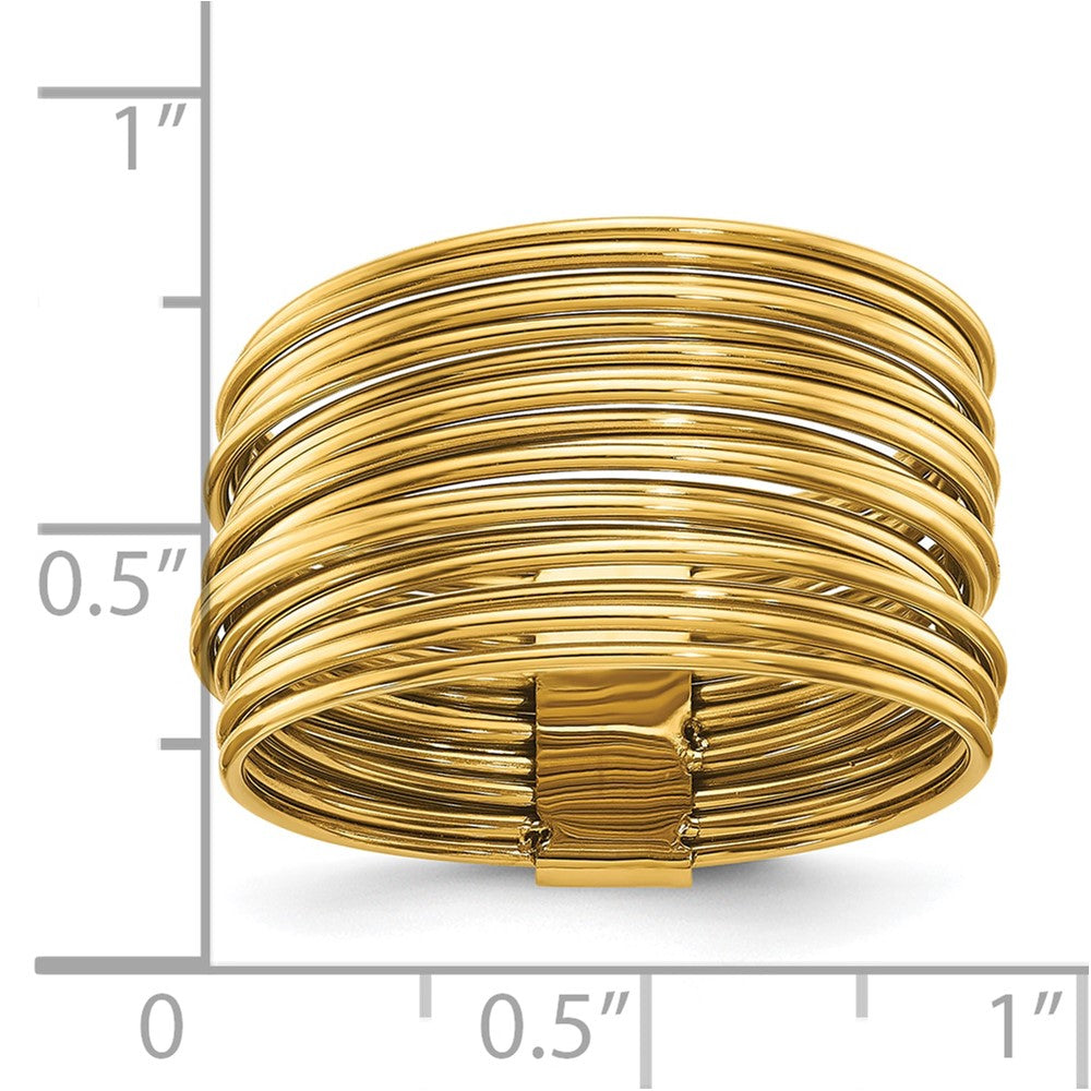 Chisel Stainless Steel Polished Yellow IP-plated Multi-Wire Ring Size - 10