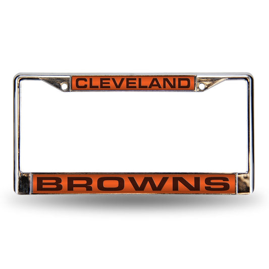 NFL Cleveland Browns Orange Laser Chrome Acrylic License Plate Frame QGC7077
