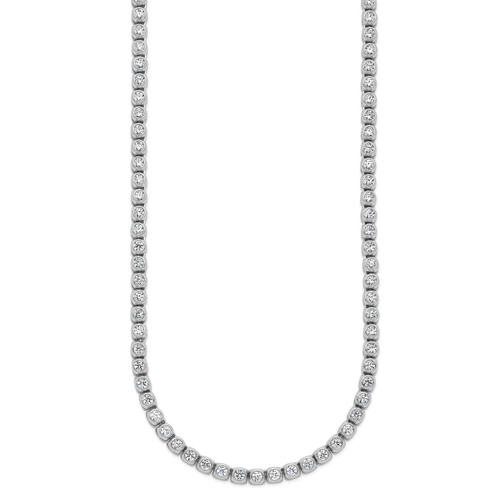 Sterling Shimmer Sterling Silver Rhodium-plated Bezel Set 2.5mm CZ 125 Stone 20 inch Necklace 20 Inches
