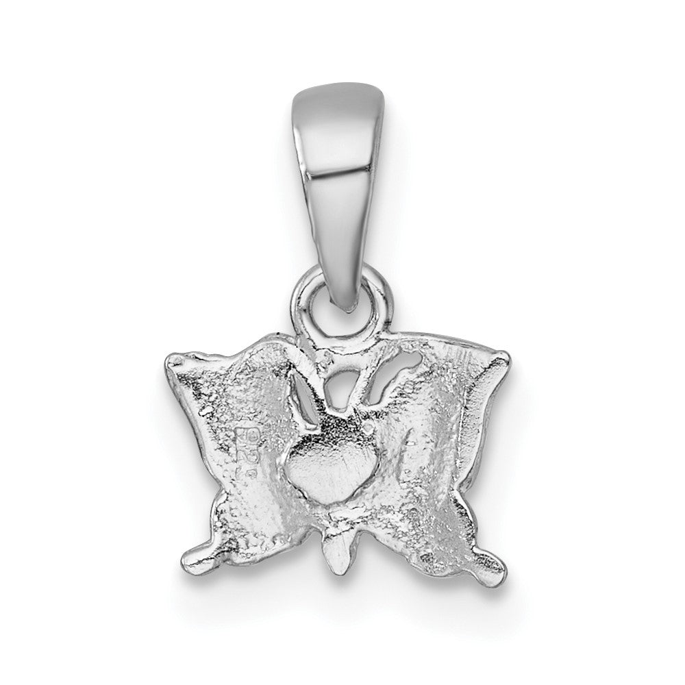 Sterling Silver Madi K Rhodium-plated Polished and Textured Butterfly Childrens Pendant