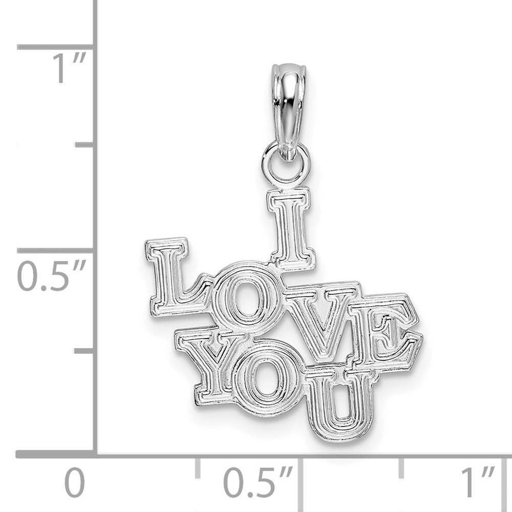 Sterling Silver Rhodium-plated Polished I LOVE YOU Pendant