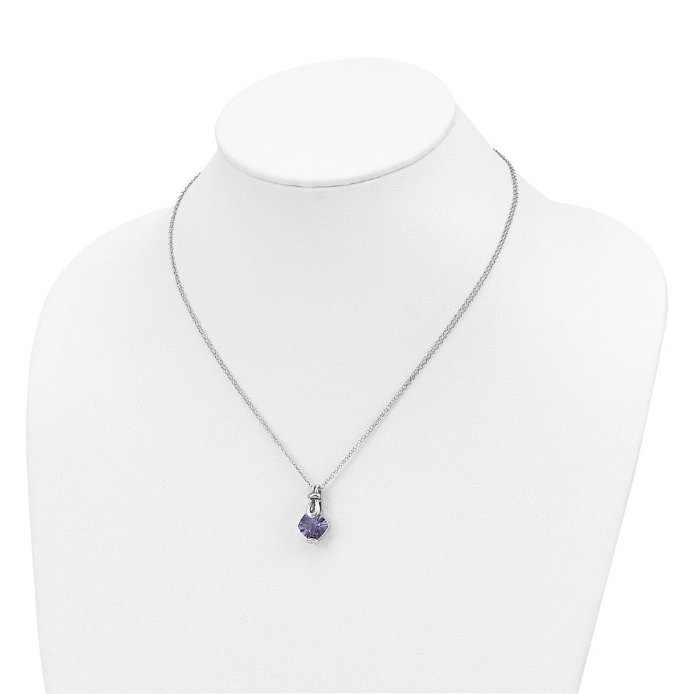 Sterling Silver Created Blue Garnet with Gold Tone Accent Necklace