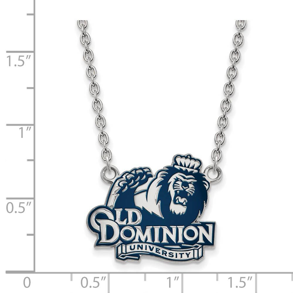 LogoArt Sterling Silver Old Dominion University Large Enamel Pendant Necklace