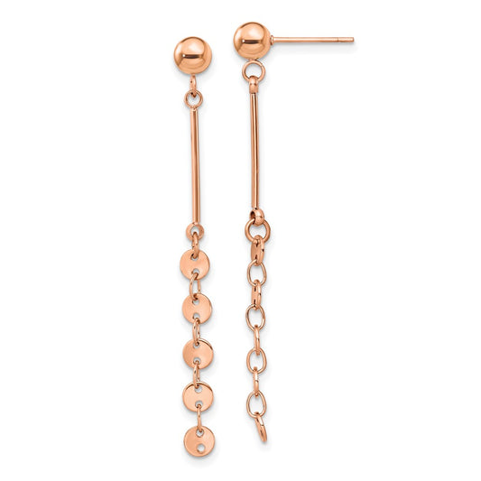 Stainless Steel Polished Rose IP-plated Post Dangle Earrings