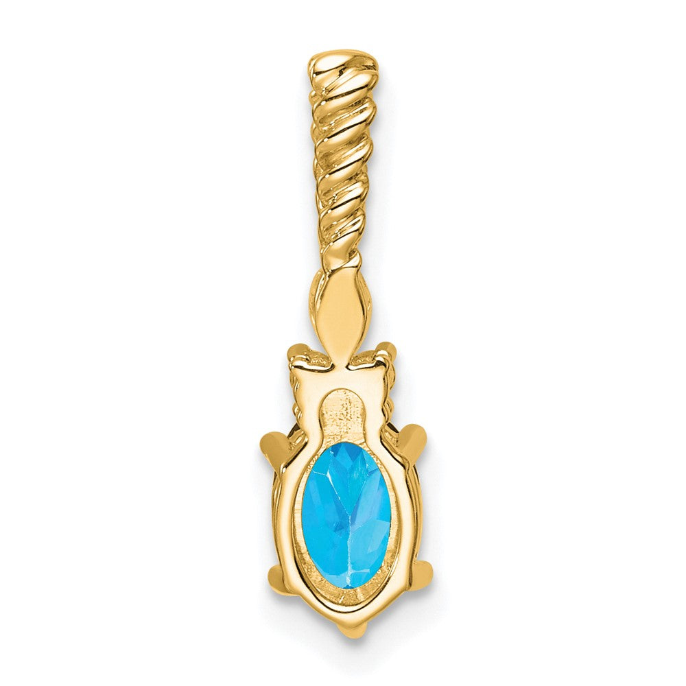 14K Polished Diamond and Blue Topaz Twisted Chain Slide