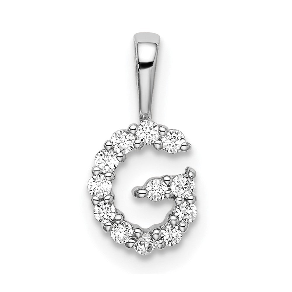 14k White Gold 1/8 carat Lab Grown Diamond VS/SI+ G+ Letter G Intitial Pendant