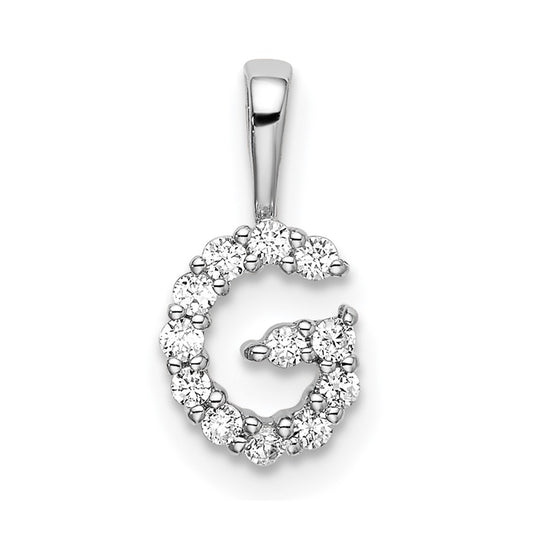 14k White Gold 1/8 carat Lab Grown Diamond VS/SI+ G+ Letter G Intitial Pendant