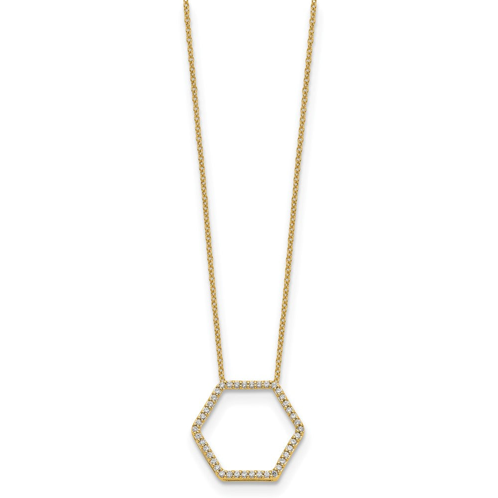 True Origin 14k 1/4 carat Lab Grown Diamond VS DEF 18 inch Hexagon Necklace