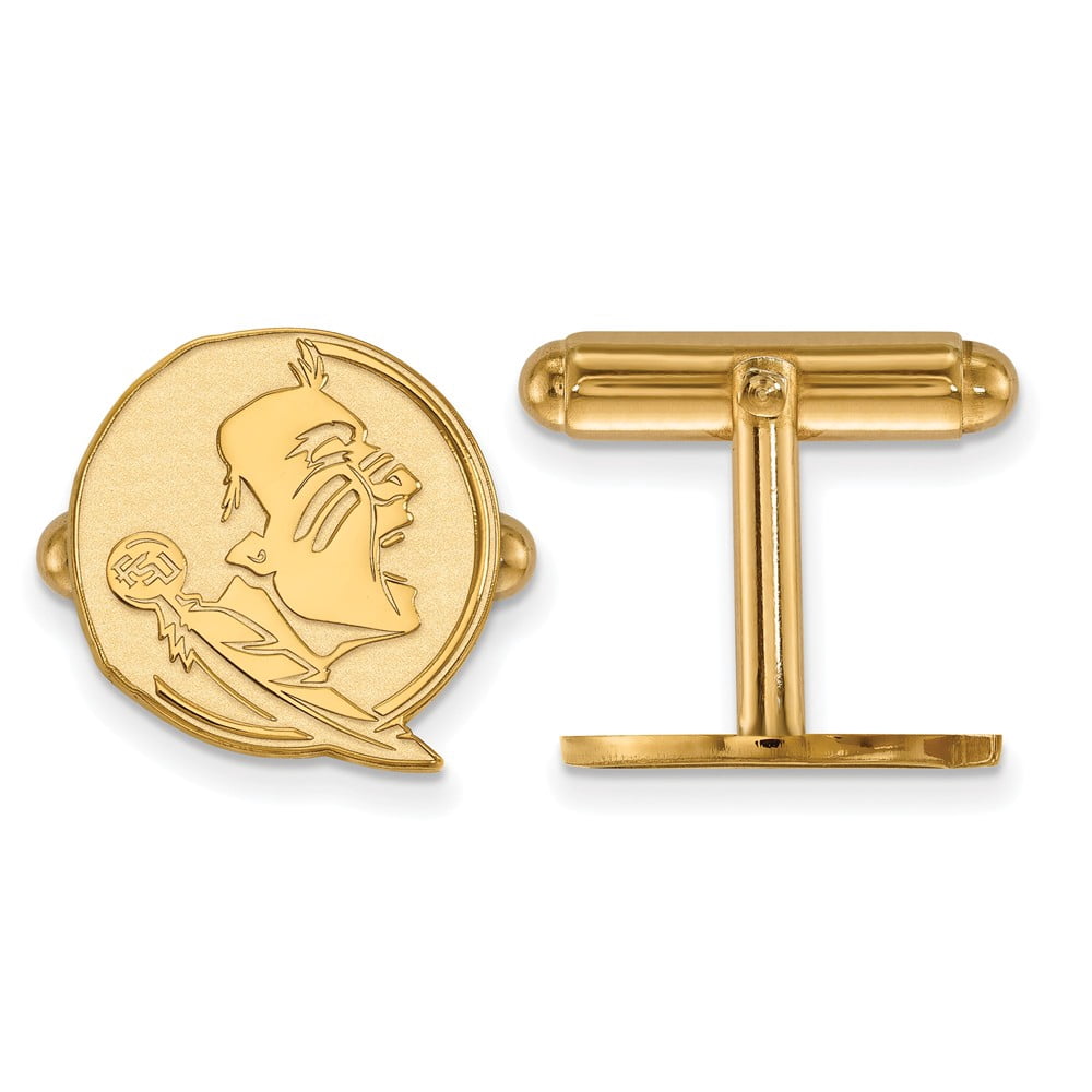 Sterling Silver Gold-plated LogoArt Florida State University Seminole Cuff Links QGP052FSU