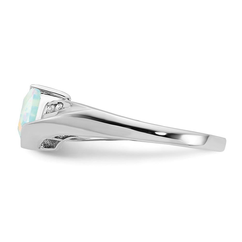 Sterling Silver CR OPal & Diamond Ring