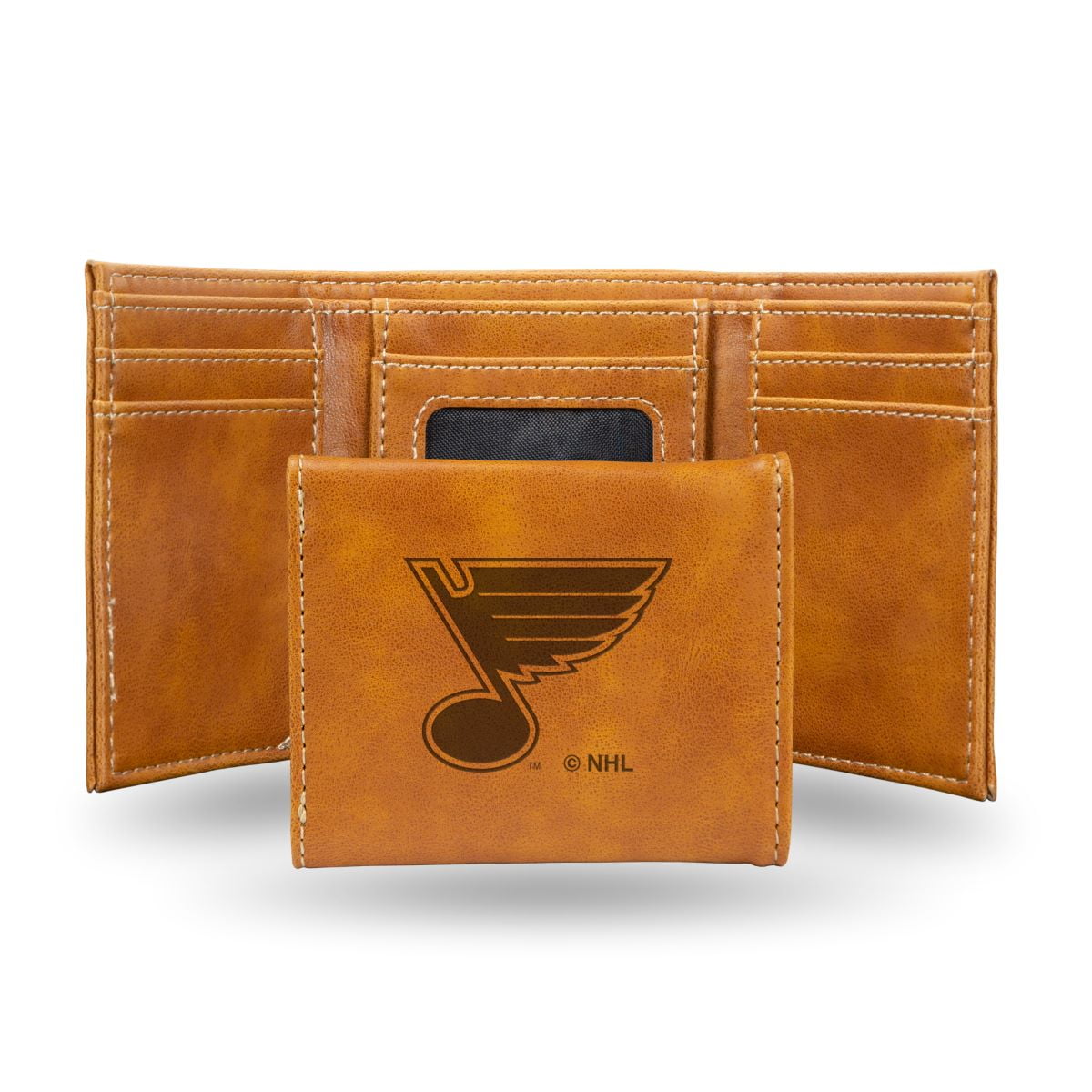 Hockey Rico Industries St. Louis Blues Brown Laser Engraved Trifold Laser Engraved Tri-Fold Wallet - Men's Accessory