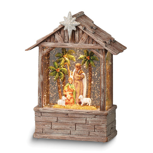 LED Lighted Holy Family and Stable