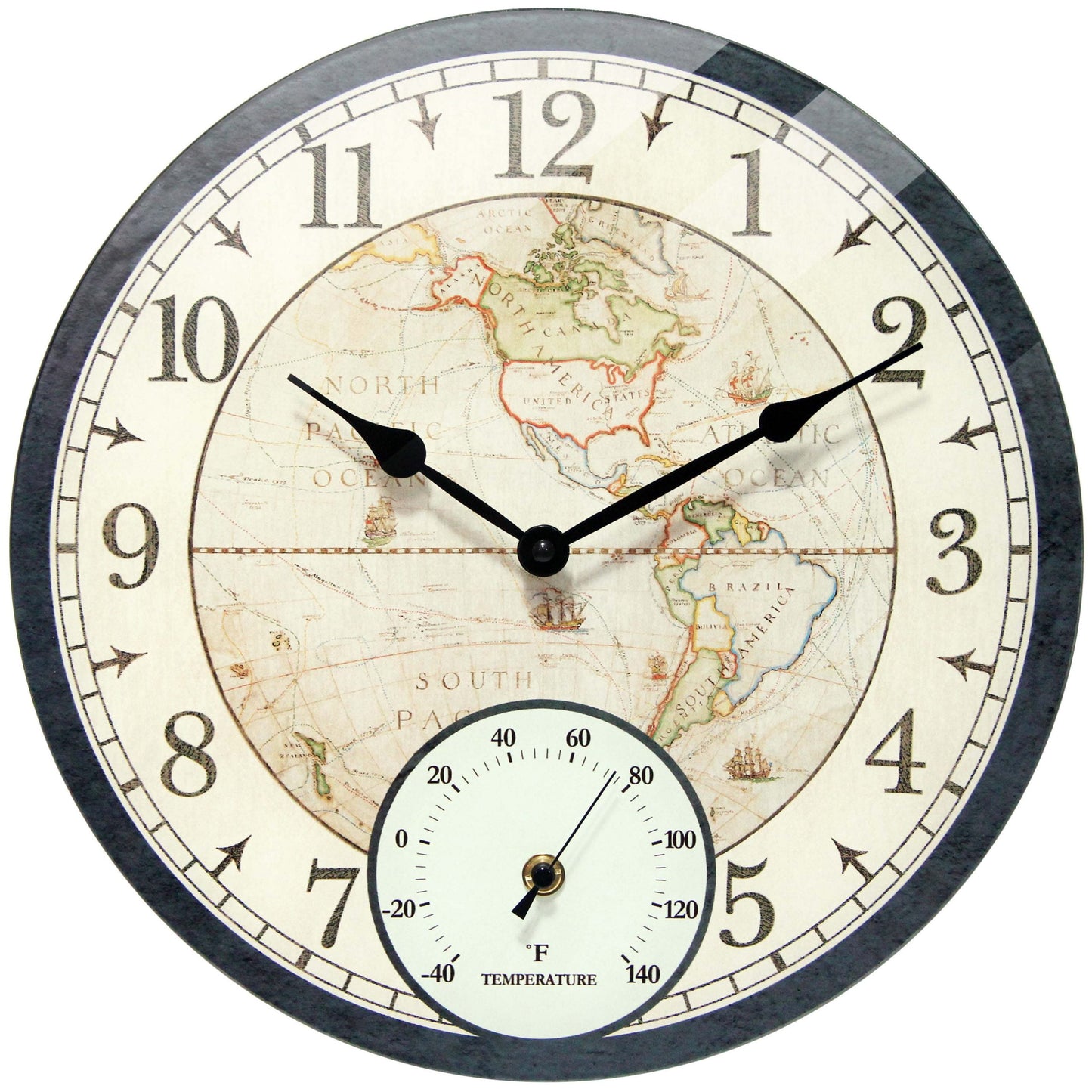 Infinity Instruments Orbis Black All Weather Clock Black Transitional Analog Display Wall Clock