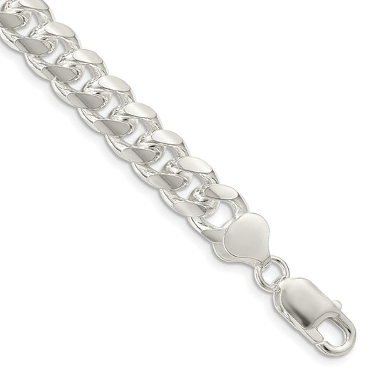 Sterling Silver 8.5mm Domed w/ Side D/C Curb Chain 7 inches