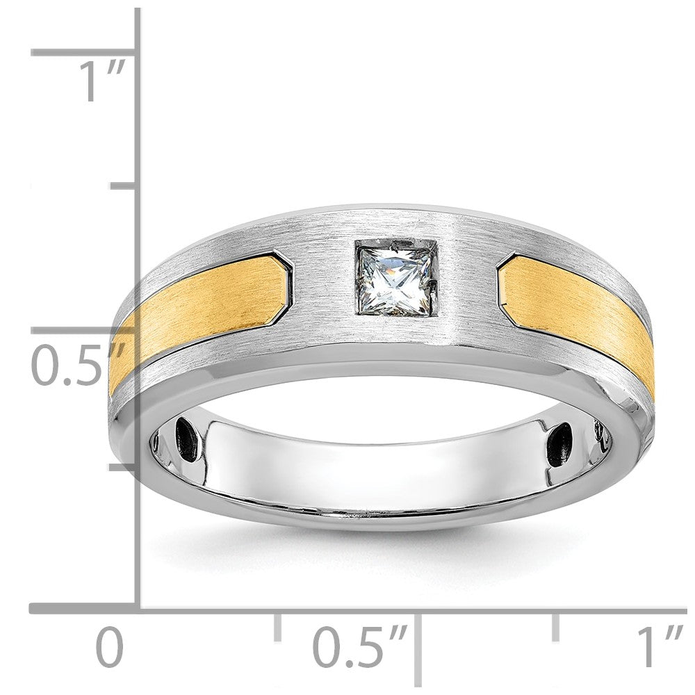 14k Two-tone IBGoodman Men's Polished and Satin 1/5 carat Diamond Complete Ring