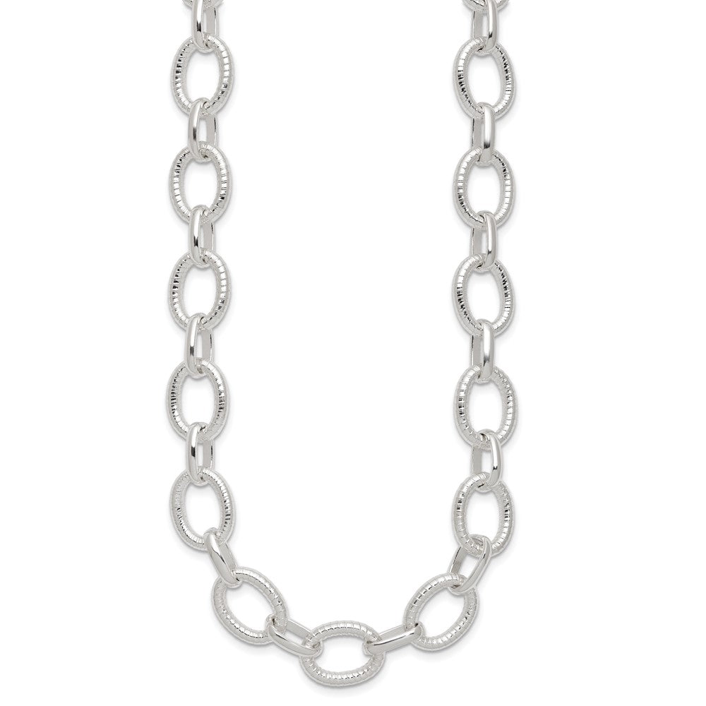 Sterling Silver Polished Fancy Link Necklace 18 Inches