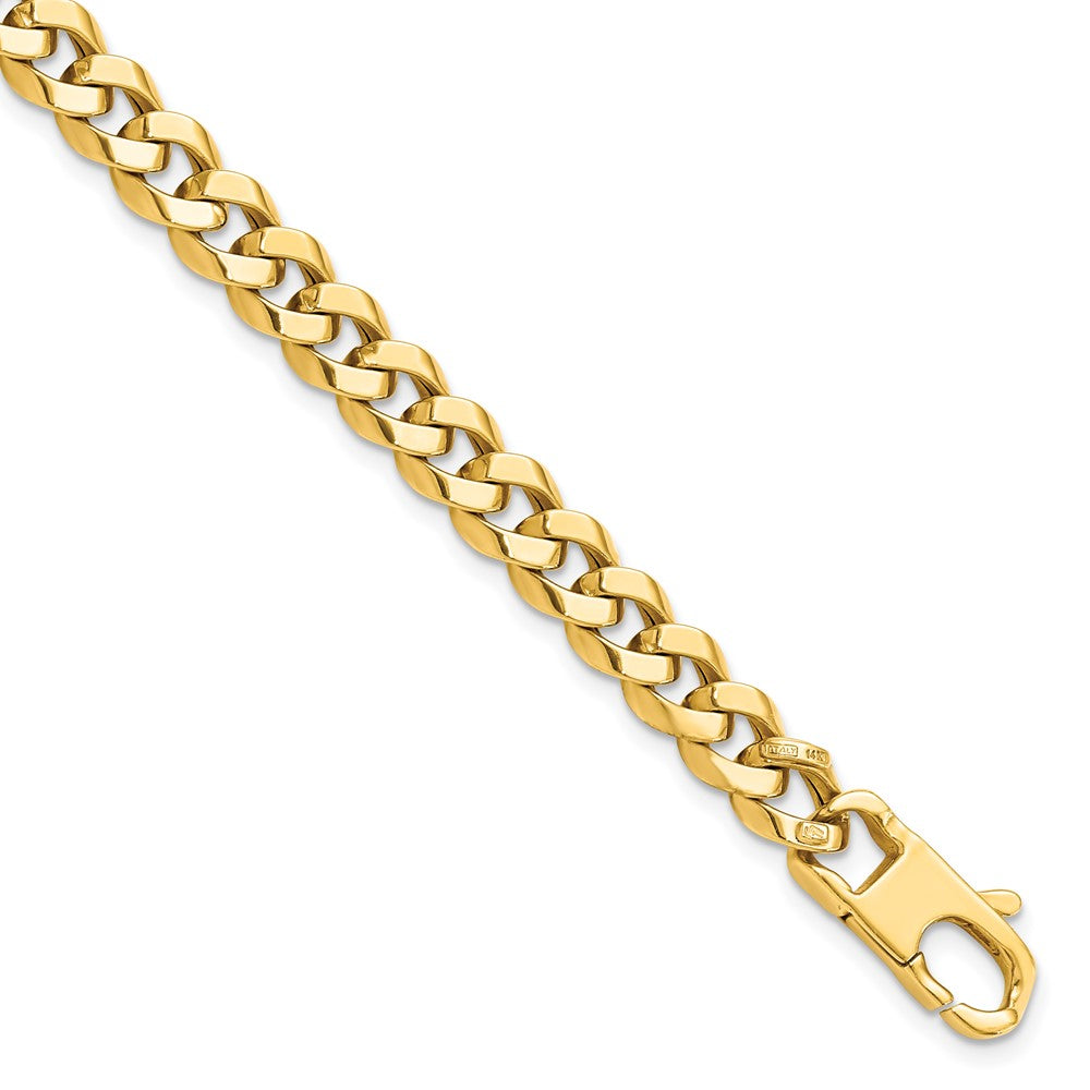 14K 7.0mm Beveled Curb Bracelet 8  inches