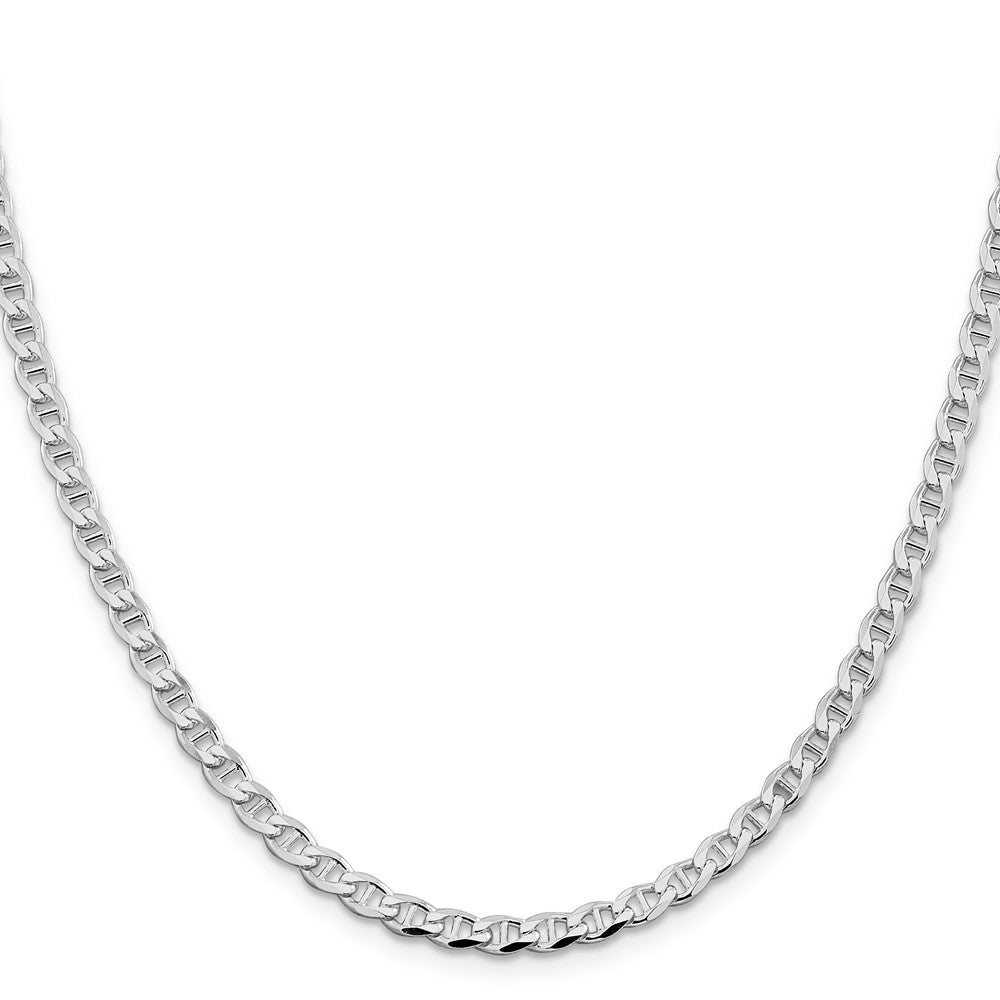 Sterling Silver Rhodium-plated 4.0mm D/C Flat Anchor Curb Chain 22 Inches