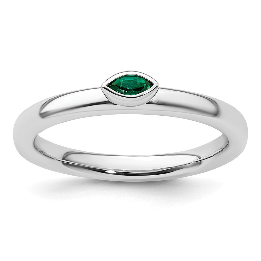 Sterling Silver Stackable Expressions Created Emerald Ring Size -6