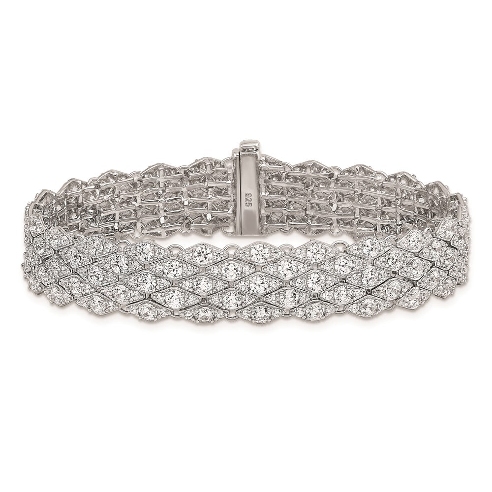Sterling Shimmer Sterling Silver Rhodium-plated 6.75 inch 315 Stone CZ Mesh Bracelet 6.75 inches