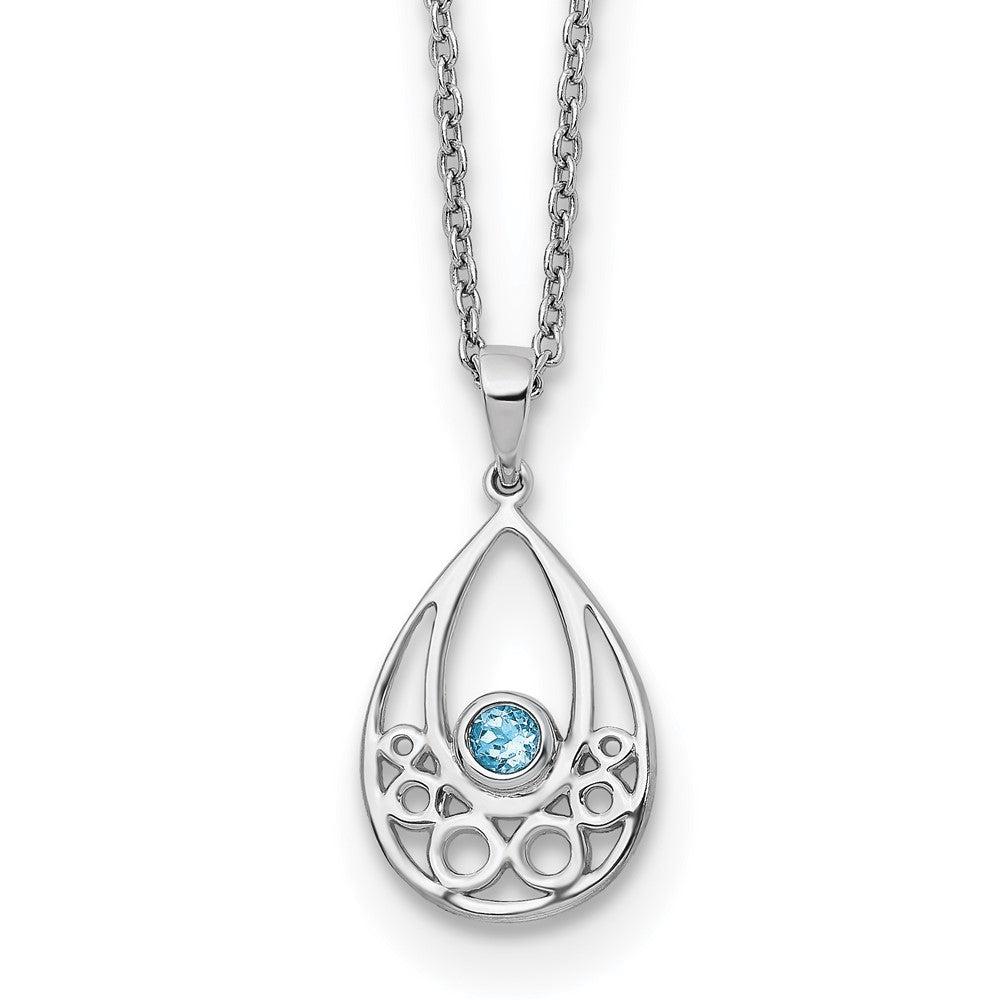 White Ice Sterling Silver Rhodium-plated 18 Inch Blue Topaz Necklace with 2 Inch Extender 18 Inches
