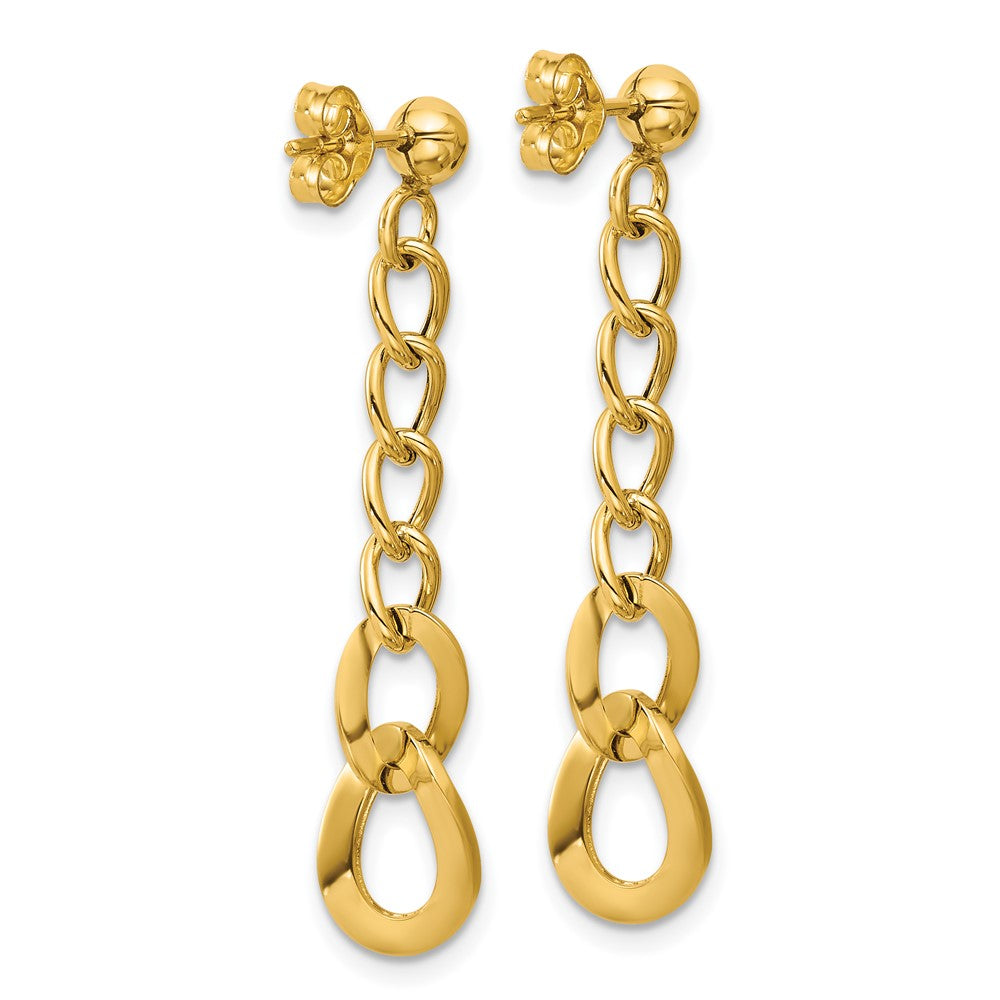 14K Polished Fancy Curb Link Post Dangle Earrings