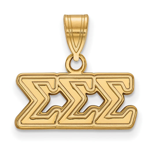 Sterling Silver Gold-plated LogoArt Sigma Sigma Sigma Sorority Greek Letters Medium Pendant