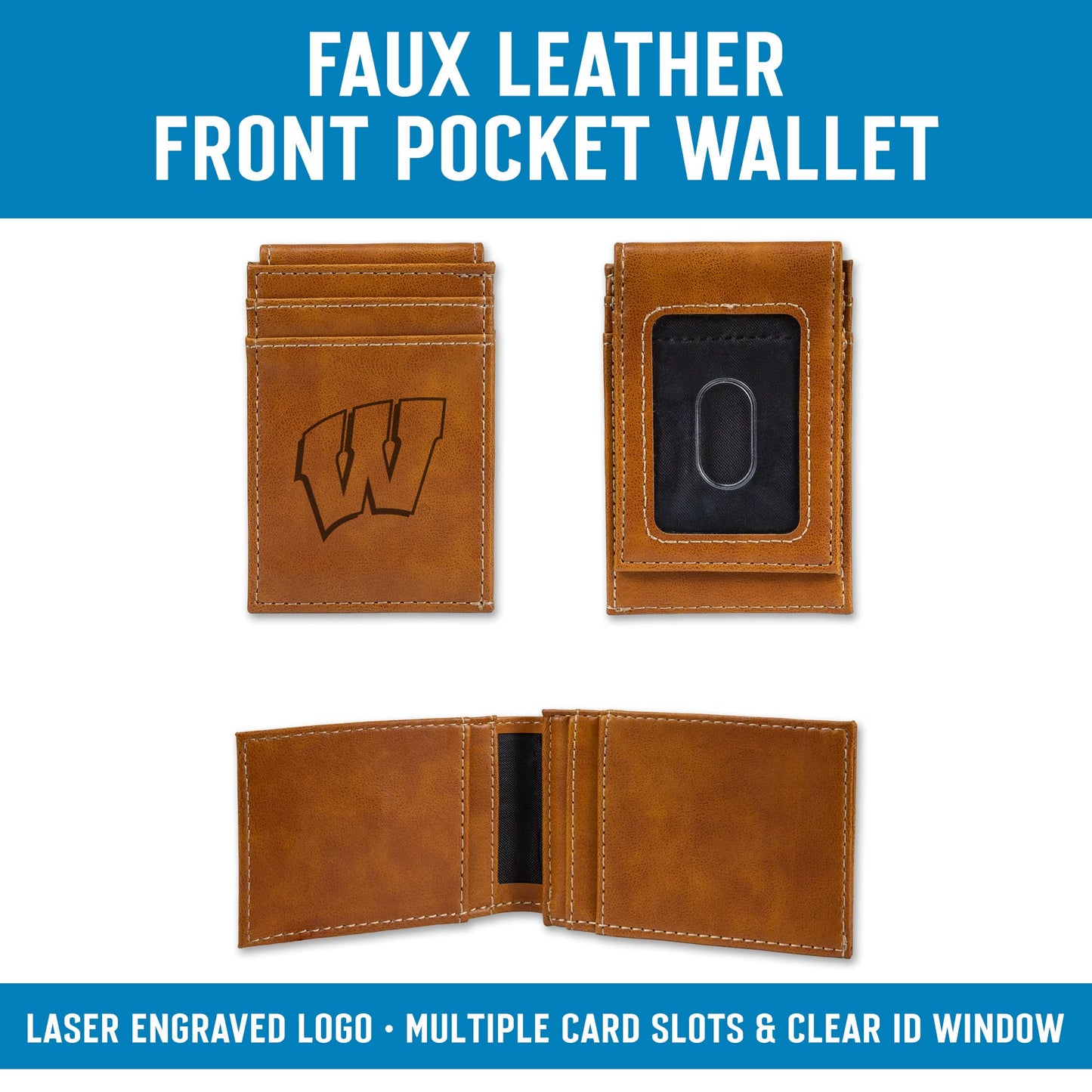 Sharks Laser Engraved Brown Front Pocket Wallet